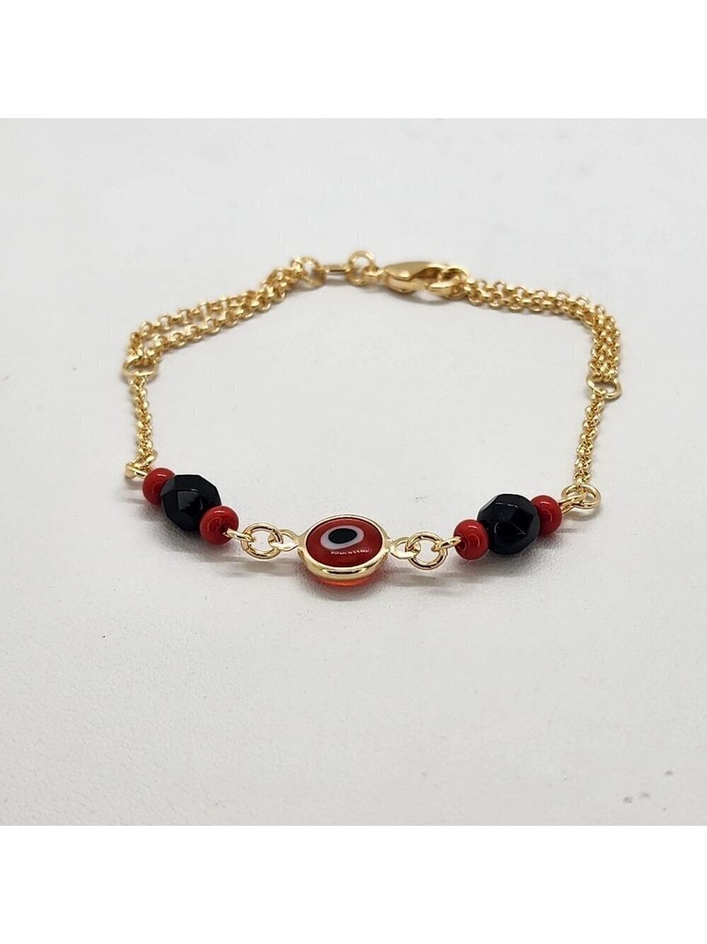 Brand New Brazilian 18k Gold Filled Red Evil Eye Bracelet